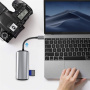 Hub 11 în 1 - slot pentru card SD / TF / RJ45 / HDMI / VGA / jack de 3,5 mm / USB-C / 4x USB-A la USB-C pentru MacBook - gri