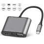 Hub FX-1815B 8 în 1 - slot pentru card TF / HDMI / VGA / mufă de 3,5 mm / USB-C / 3x USB-A la USB-C pentru MacBook - gri