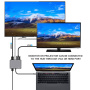 Hub FX-1815B 8 în 1 - slot pentru card TF / HDMI / VGA / mufă de 3,5 mm / USB-C / 3x USB-A la USB-C pentru MacBook - gri