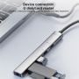 Hub OTG-019Y 5 în 1 - jack de 3,5 mm / 2x USB-C / 2x USB-A la USB-C / Lightning - gri închis