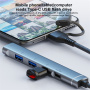 Hub OTG-019Y 5 în 1 - jack de 3,5 mm / 2x USB-C / 2x USB-A la USB-C / Lightning - gri închis