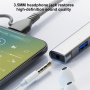 Hub OTG-019Y 5 în 1 - jack de 3,5 mm / 2x USB-C / 2x USB-A la USB-C / Lightning - gri închis