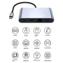 Adaptor 4 în 1 - HDMI / RJ45 / USB-C / USB-A la USB-C - gri