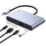 Adaptor 4 în 1 - HDMI / RJ45 / USB-C / USB-A la USB-C - gri