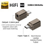 Mini adaptor audio - jack de 3,5 mm la USB-C - gri