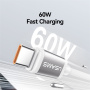 Cablu de încărcare și date USAMS US-SJ757 bicolor împletit - USB-C la USB-C - 1,2 m - verde-violet