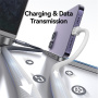 Cablu de încărcare și date USAMS US-SJ757 împletit în două culori - USB-C la Lightning - 1,2 m - gri-alb