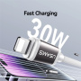 Cablu de încărcare și date USAMS US-SJ757 împletit în două culori - USB-C la Lightning - 1,2 m - roz-albastru