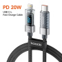 Cablu de încărcare și date Toocki TQ-X36 - USB-C la Lightning - 2 m - gri