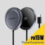 Încărcător wireless ESSAGER ES-WC11 Qi2 MagSafe pentru iPhone / AirPods - 15W - gri închis