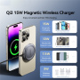 Încărcător wireless ESSAGER ES-WC11 Qi2 MagSafe pentru iPhone / AirPods - 15W - gri închis