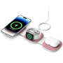 Încărcător wireless 3 în 1 MagSafe YM-T1 pentru iPhone / Apple Watch / AirPods - 15W - roz
