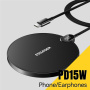 Încărcător wireless cu display ESSAGER ES-WC15 pentru iPhone - 15W - negru