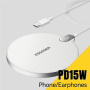 Încărcător wireless cu display ESSAGER ES-WC15 pentru iPhone - 15W - alb