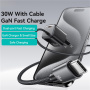 Set adaptor USAMS CC264 cu port USB-C și cablu integrat USB-C - 30W - 1,2 m - gri închis
