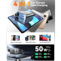 JOYROOM CCL05 Set încărcător auto cu porturi USB-C / USB-A și cablu retractabil Lightning și USB-C - 50W - 0,8 m - gri închis