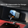 JOYROOM CCL05 Set încărcător auto cu porturi USB-C / USB-A și cablu retractabil Lightning și USB-C - 50W - 0,8 m - gri închis