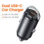 Încărcător auto mini Toocki TQ-CC34B cu 2 porturi USB-C - 45W - negru