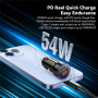 Încărcător auto ESSAGER ES-CC11 cu porturi USB-C / USB-A - 54W - gri