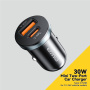 Încărcător auto ESSAGER ES-CC12 cu porturi USB-C / USB-A - 30W - negru
