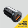 Încărcător auto ESSAGER ES-CC12 cu porturi USB-C / USB-A - 30W - negru