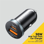 Încărcător auto ESSAGER ES-CC12 cu porturi USB-C / USB-A - 30W - negru