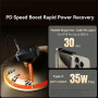 ESSAGER F760 Set încărcător auto cu porturi USB-C / USB-A și cablu retractabil USB-C - 65W - 0,6 m - negru