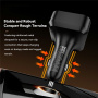 ESSAGER F760 Set încărcător auto cu porturi USB-C / USB-A și cablu retractabil USB-C - 65W - 0,6 m - negru