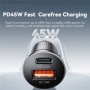 Încărcător auto mini ESSAGER ES-CC15 cu porturi USB-C / USB-A - 45W - gri închis