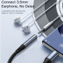 Reducție audio Yesido YAU38 - jack de 3,5 mm la USB-C - negru