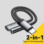 Reducție audio și de încărcare 2 în 1 ESSAGER ES-YP25 - jack de 3,5 mm / USB-C la USB-C - gri