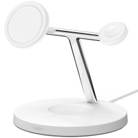 Stație de încărcare Belkin BOOST CHARGE™ PRO MagSafe 3in1 (Qi2) pentru iPhone / Apple Ceas / AirPods - alb