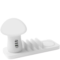 Lampă / stație multi, cu opțiune de încărcare wireless și prin cablu, pentru iPhone / iPad - alb