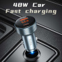 Încărcător auto TOTUDESIGN CC-4 cu display și porturi USB-C / USB-A - 48W - gri