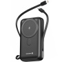 Swissten Powerbank fără fir MagSafe cu cabluri integrate USB-C și Lightning și port USB-A - 20.000 mAh - negru