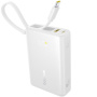 Baterie externă Baseus PicoGo cu cablu integrat USB-C și porturi USB-C / USB-A - 10 000 mAh - albă