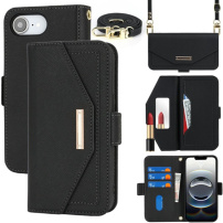 Husă flip cu curea tip plic pentru iPhone 16e / 17e - negru