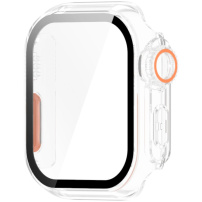 Husă tip carte în stil Watch Ultra cu sticlă securizată pentru Apple Watch 42mm (Seriile 10 / 11) - lăptos