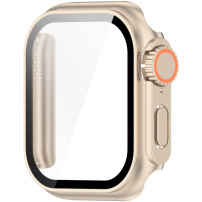 Husă tip carte în stil Watch Ultra cu sticlă securizată pentru Apple Watch 46mm - auriu
