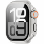 Husă tip carte în stil Watch Ultra cu sticlă securizată pentru Apple Watch 46mm - argintiu
