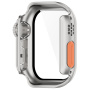 Husă tip carte în stil Watch Ultra cu sticlă securizată pentru Apple Watch 46mm - argintiu