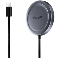 Încărcător wireless ESSAGER ES-WC11 Qi2 MagSafe pentru iPhone / AirPods - 15W - gri închis