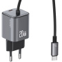 USAMS CC261 Set adaptor cu port USB-C și cablu integrat USB-C - 20W - 1,2 m - gri închis