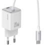 Set adaptor USAMS CC261 cu port USB-C și cablu integrat USB-C - 20W - 1,2 m - alb