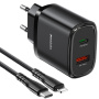 Set adaptor Yesido YC47 cu porturi USB-C / USB-A și cablu USB-C la Lightning - 20W - 1 m - negru
