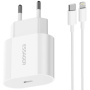 Set adaptor ESSAGER ES-CD30 cu port USB-C și cablu USB-C la Lightning - 20W - 1 m - alb