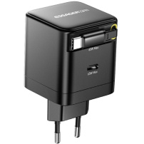 Set adaptor ESSAGER G652CE cu port USB-C și cablu retractabil USB-C - 65W - negru
