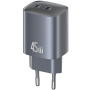 Încărcător rapid USAMS CC305 GaN cu porturi 2x USB-C - 45W - gri închis
