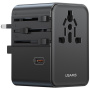 Adaptor universal de călătorie USAMS CC310 cu porturi 3x USB-C / 2x USB-A și prize retractabile - 70W - negru