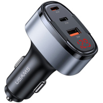 Încărcător auto USAMS US-CC257 cu porturi 2x USB-C / USB-A - 100W - gri